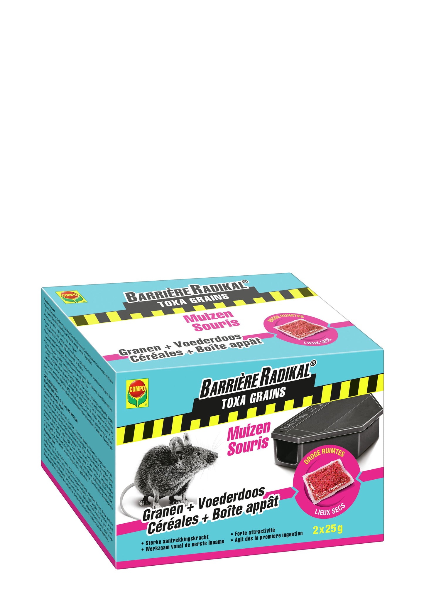 Compo TOXA GRAANTJES + VOEDERDOOS - MUIZEN (2BOX + 2 x 25 G)