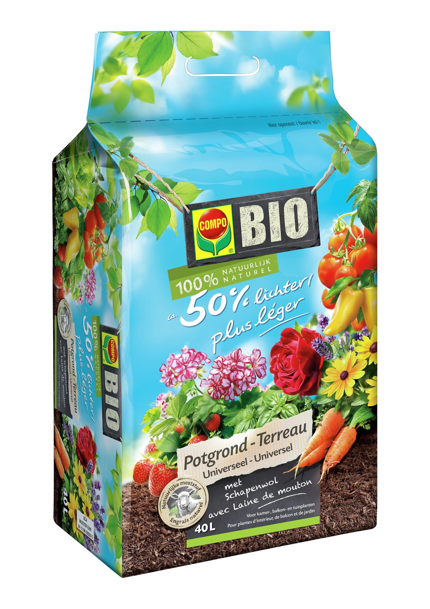 Compo BIO UNIVERSELE POTGROND CA. 50% LICHTER 40 L BIO