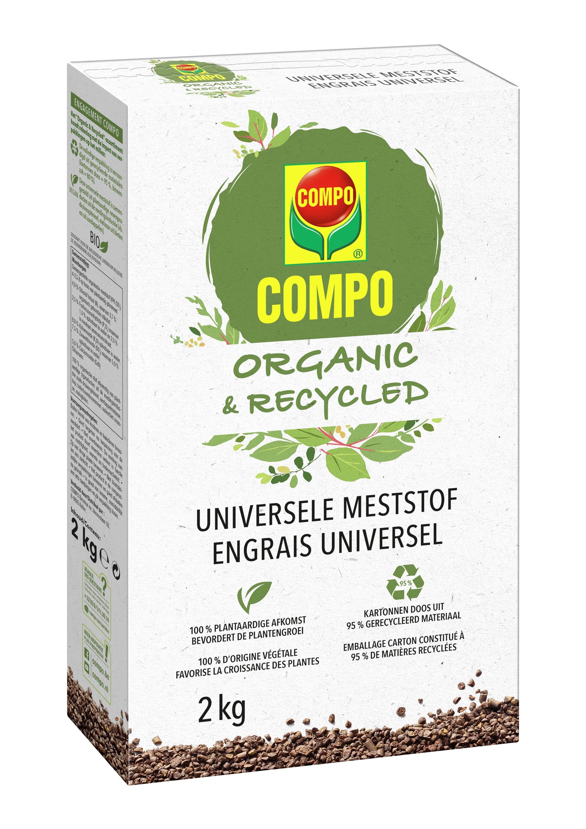 Compo ORGANIC & RECYCLED - TUINMESTSTOF UNIVERSEEL 2 KG