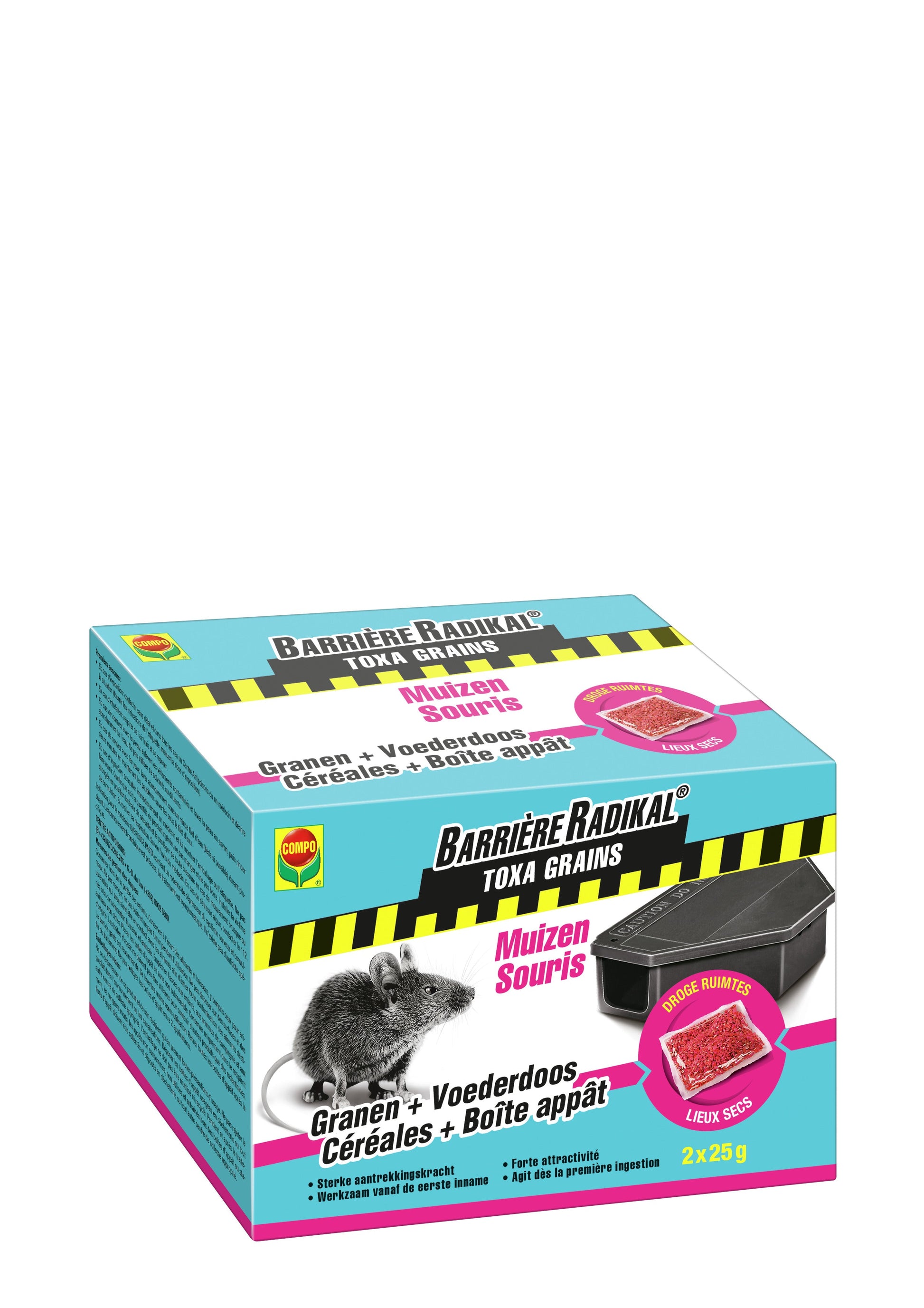 Compo TOXA GRAANTJES + VOEDERDOOS - MUIZEN (2BOX + 2 x 25 G)