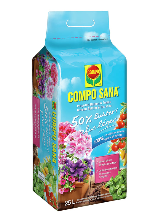 Compo POTGROND TERRAS- & BALKONPLANTEN CA. 50% LICHTER 25 L