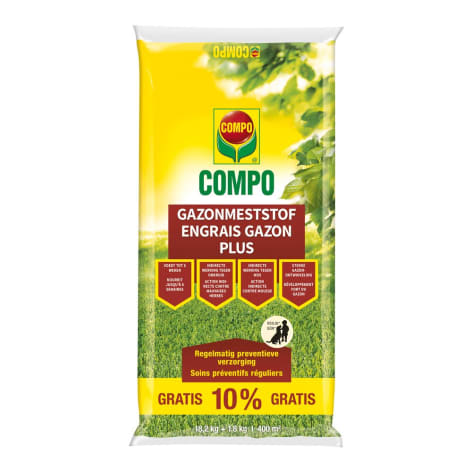 Compo GAZONMESTSTOF PLUS (INDIRECTE WERKING ONKRUID & MOS) (18,2 KG + 1,8 KG Gratis)