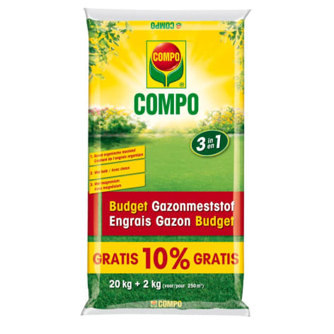 Compo COM BUDGET GAZONMESTSTOF - 250 M² (20 KG + 2 Gratis)